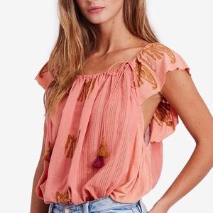 Free People Pukka Peasant Top Gather Scoop Neck
